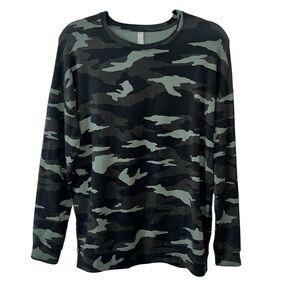 Athleta Studio to Street Camo Sweatshirt Black Green Medium Pullover Crewneck